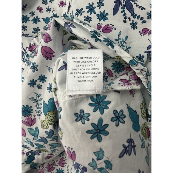 Appleseed Limited Edition Floral Flip Contrast Cuff Top Womens White 10 Office - Picture 14 of 15